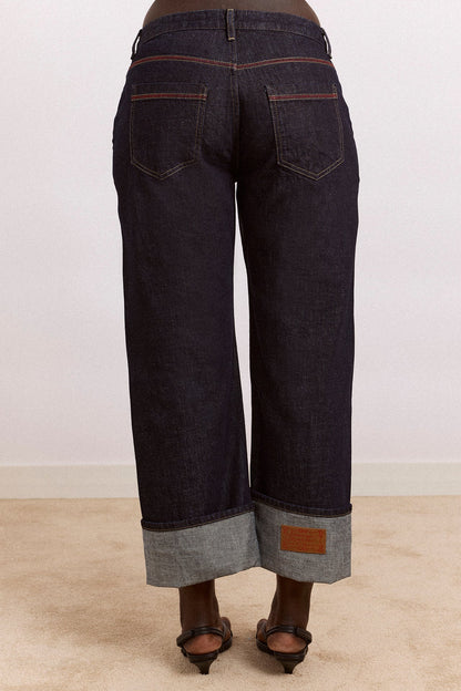 Straight Leg Montana Turn Up Jean -Indigo Selvedge