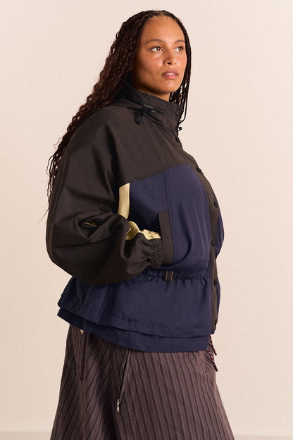 Athena Raincoat - Navy/Sage