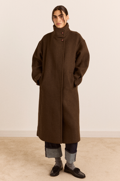 Agnes Wool Blend Coat- Chocolate