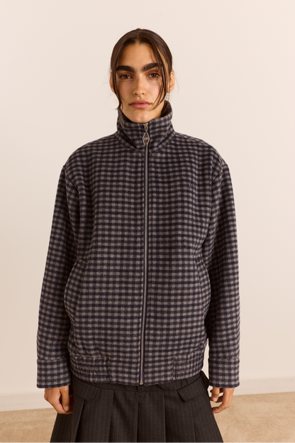 Pixie Wool Blend Bomber - Willow Gingham
