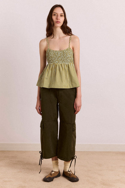 Toshi Utility Capri Trouser - Dark Khaki