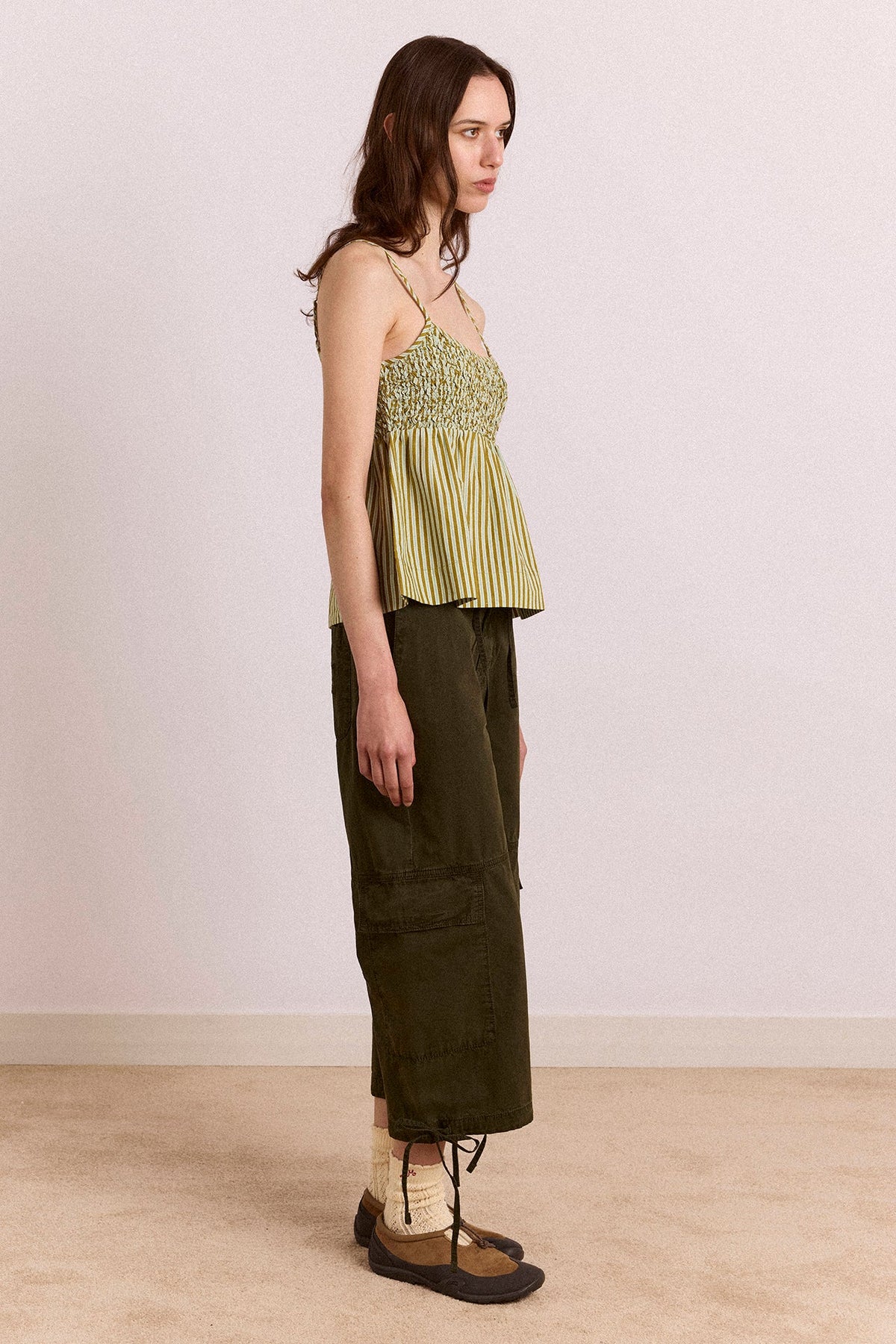 Toshi Utility Capri Trouser - Dark Khaki